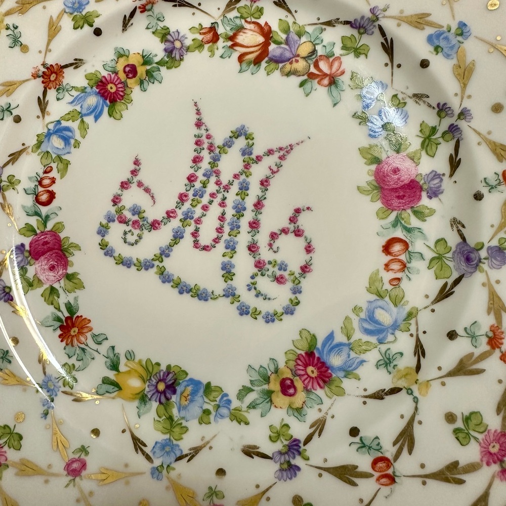 Antique Marie Antoinette O & EG Royal Austria Porcelain Monogram Plate - Picture 3 of 3
